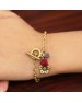 Taital : Romantic colorful chips stone with brass flower charm gold plated chain bracelate